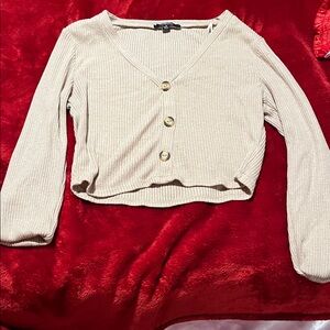 Ambiance Beige Ribbed Knit Top
